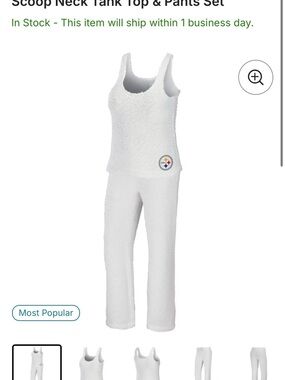 Pittsburgh Steelers Women’s White Scoop Neck Tank Top and Pants Set Wear by Erin